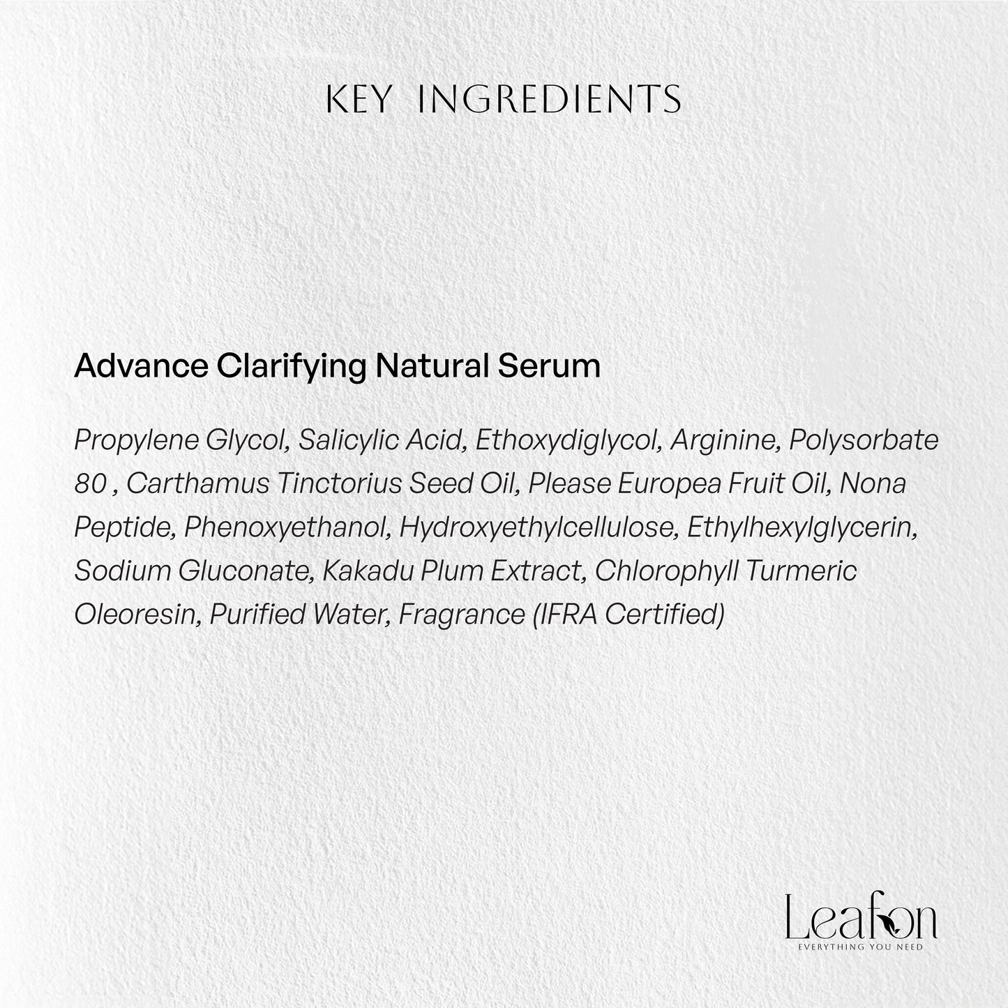 advance clarifying natural face serum key ingredients