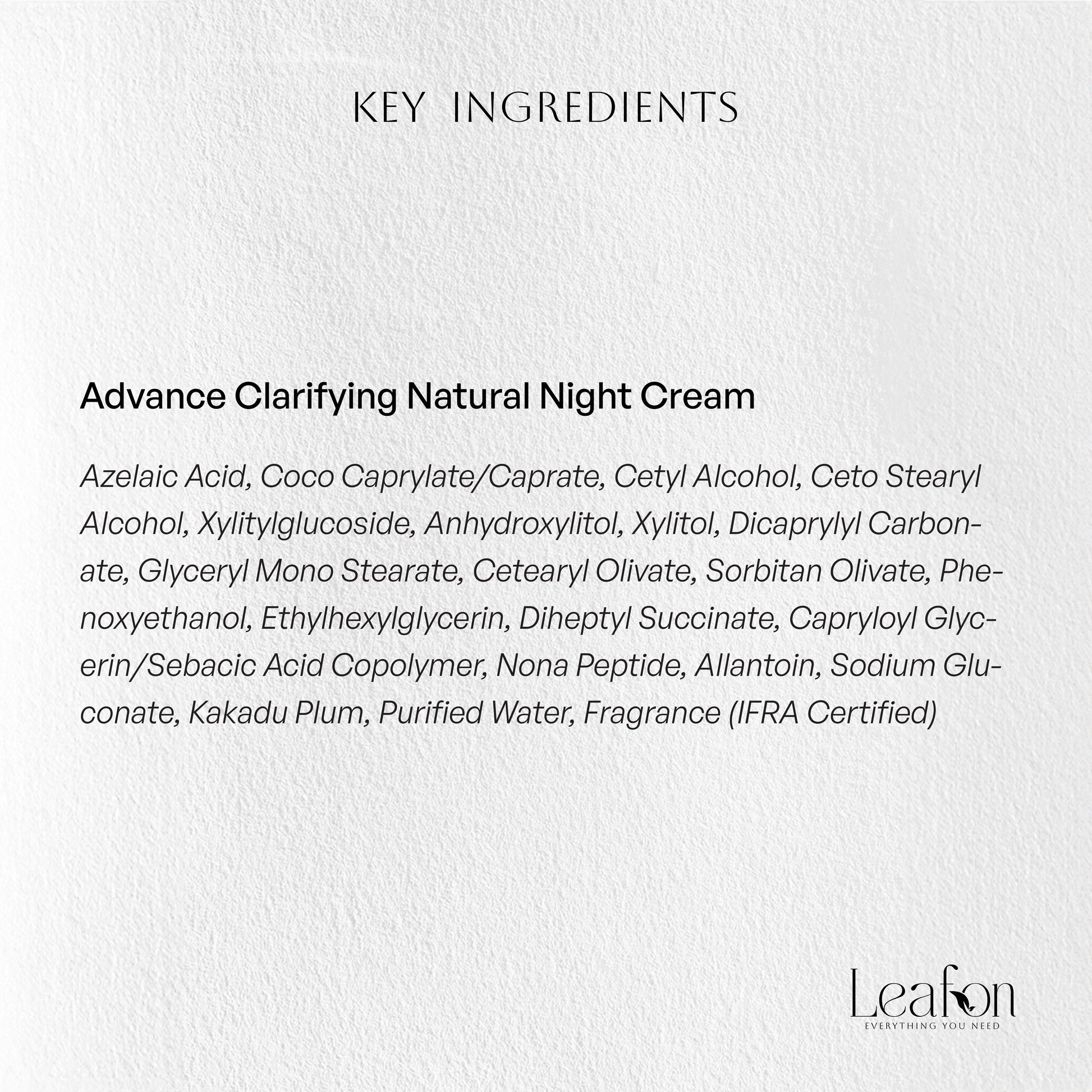 Natural Face Night Cream Key ingredients